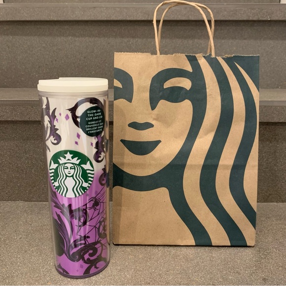 Starbucks Accessories - STARBUCKS Glow in Dark Halloween‘21 Purple&White Black Cat Tumbler/ 16oz, NWT